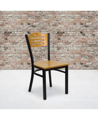 2 Pack Slat Back Metal Restaurant Chair