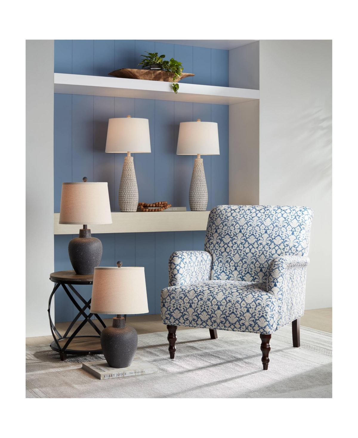 360 Lighting Romeo 23 1/2" High Jar Small Modern Coastal Accent Table Lamps Set of 2 Stone Gray Finish Living Room Bedroom