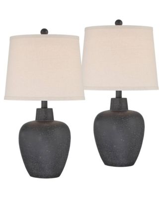 Romeo 23 1/2" High Jar Small Modern Coastal Accent Table Lamps Set of 2 Stone Gray Finish Living Room Bedroom