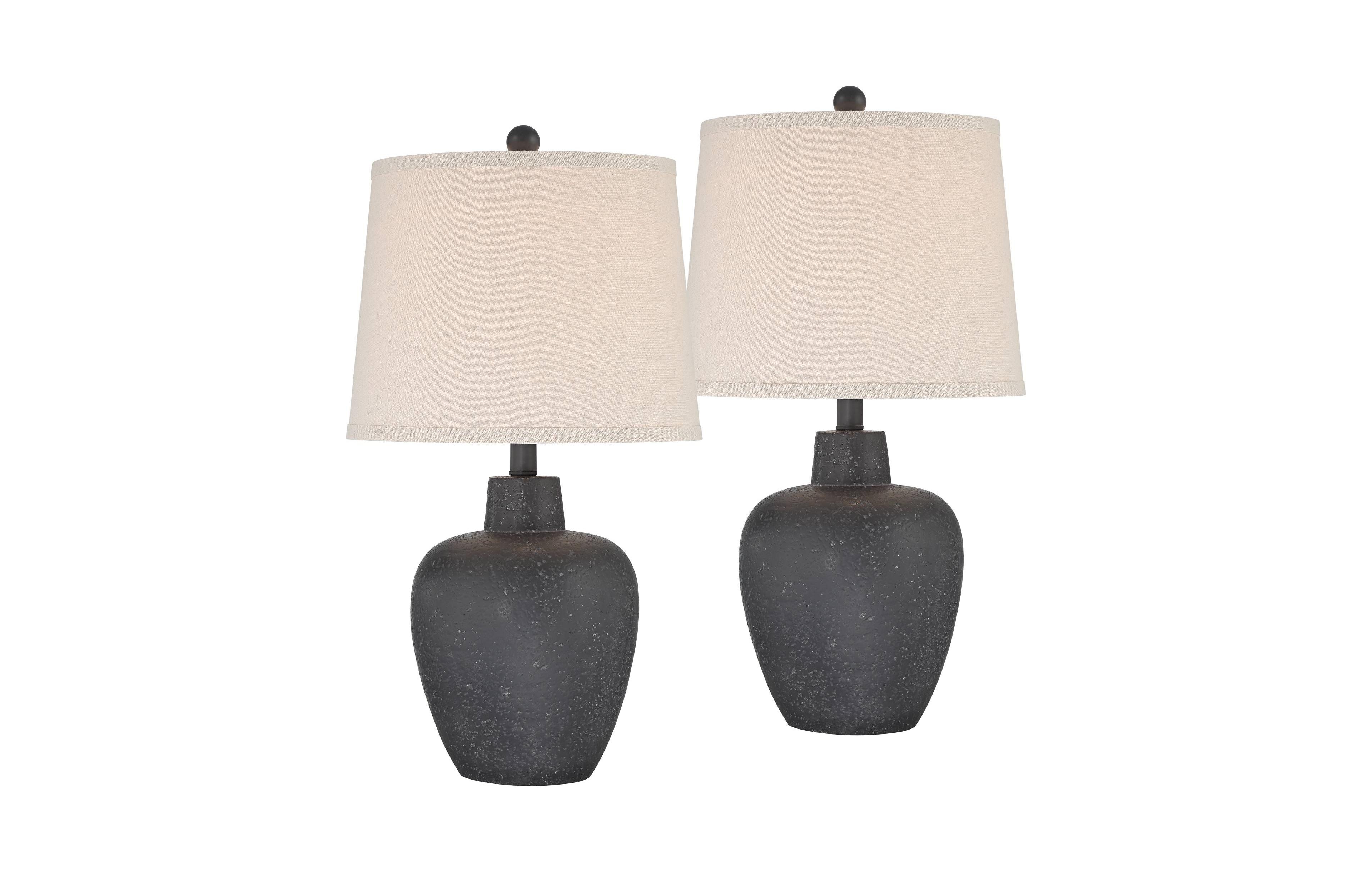 360 Lighting Romeo 23 1/2" High Jar Small Modern Coastal Accent Table Lamps Set of 2 Stone Gray Finish Living Room Bedroom