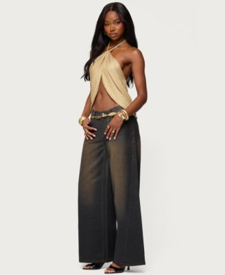 Women's Stasia Sparkly Knit Split Front Top