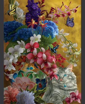 Gilded Cats And Flowers 1000 piece Jigsaw Puzzle for Adults
