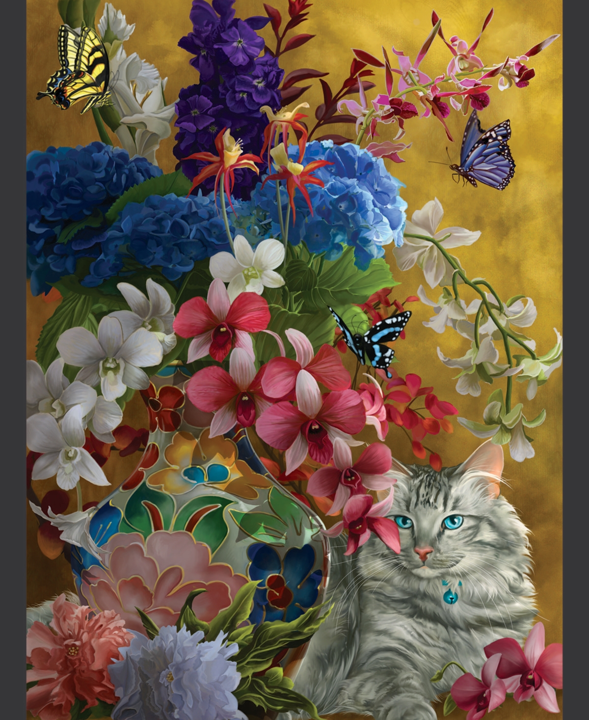 Gilded Cats And Flowers 1000 piece Jigsaw Puzzle for Adults