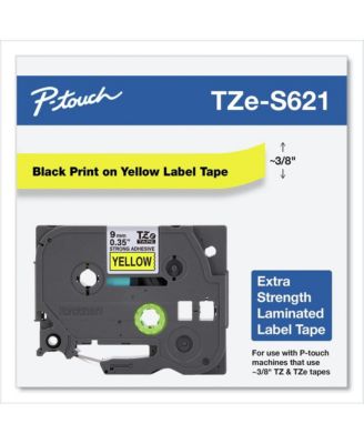 TZES621 0.35 in. x 26.2 ft. TZe Laminated Removable Label Tapes - Black on Yellow