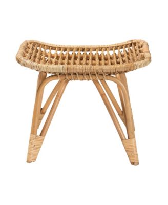 Earvin 18.9" Rattan Bohemian Footstool