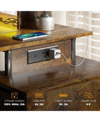 56" Computer Desk with LED Lights, Home Office Desk,