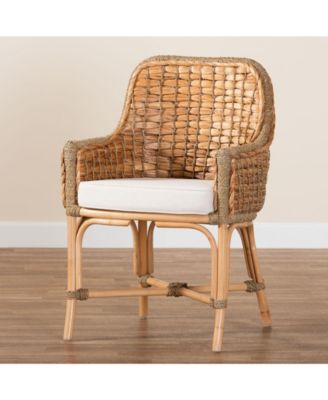 Kyle 24.6" Rattan Bohemian Dining Armchair with Cushion