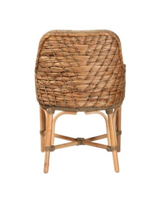 Kyle 24.6" Rattan Bohemian Dining Armchair with Cushion