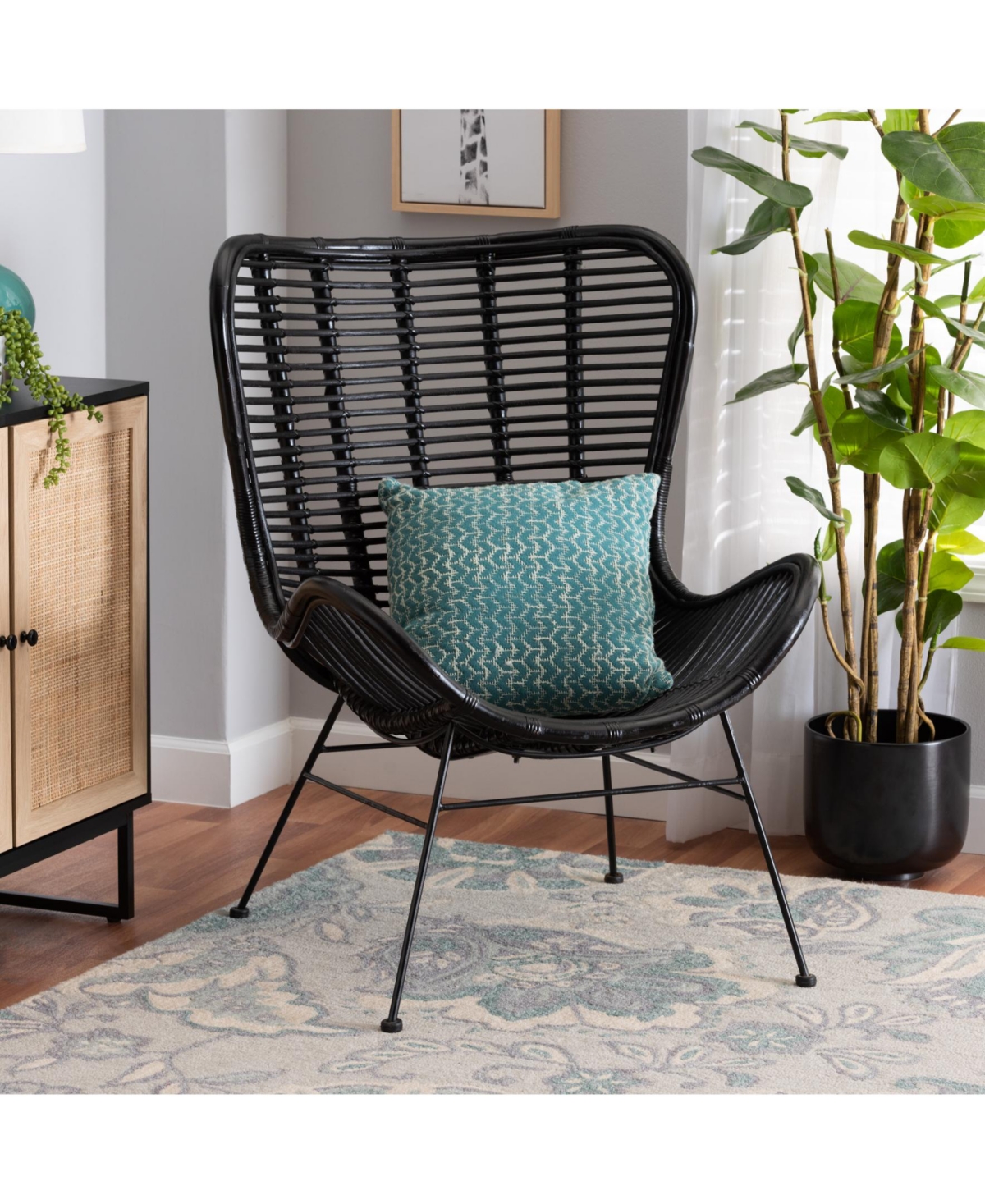 Furniture Colorado 32.3" Rattan Bohemian Accent Chair