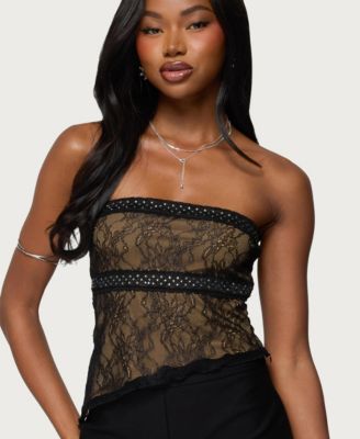 Women's Fia Rhinestone Strapless Lace Top