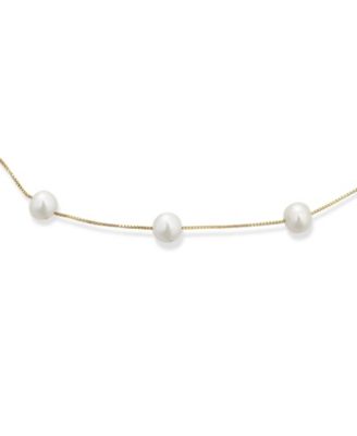 Tin Cup Freshwater Cultured Pearl Necklace & Bracelet Jewelry Set Sterling Silver 7MM