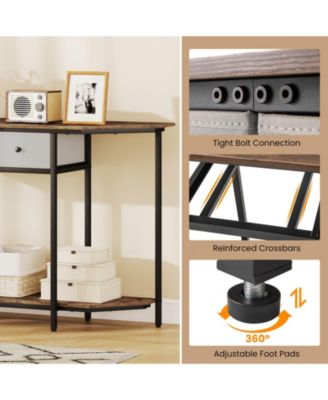 51" Console Table with 2 Drawers Open Storage Shelf 2-Tier Entryway Table