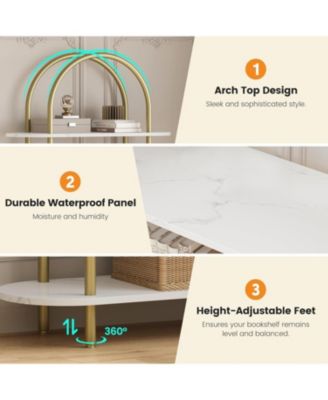 71" 5-Tier Metal Collapsible Bookshelf, Portable Freestanding Bookcase, Tall Storage Organizer Display Rack for Home Office, Living Room