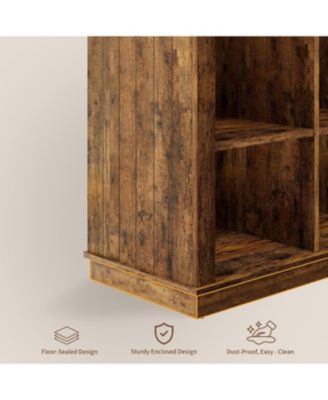 8 Cube Storage Organizer Bookshelf, 62" Long 3-Tier Farmhouse Bookcase, Wood Storage Shelf for Entryway or Living Room