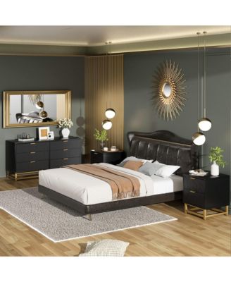 6 Drawer Dresser with Wide Storage, Wood Chest Organizer with Metal Legs, Modern Dresser for Bedroom, Living Room