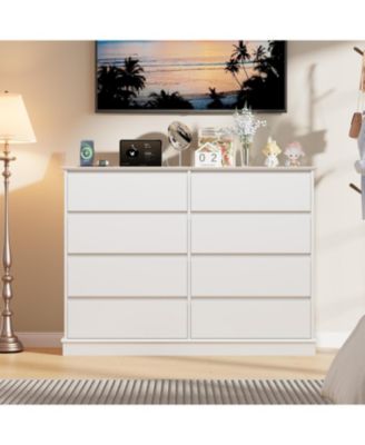 8-Drawer Dresser for Bedroom – Wide Oak Chest with Spacious Top, Modern Wooden Storage Organizer for Closet, Living Room, Hallway