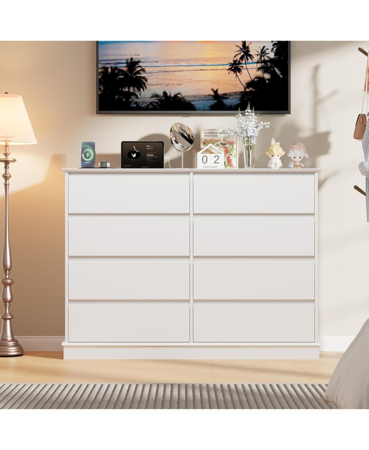 Gaomon 8-Drawer Dresser for Bedroom – Wide Oak Chest with Spacious Top, Modern Wooden Storage Organizer for Closet, Living Room, Hallway