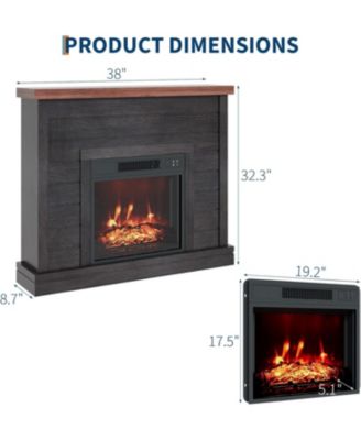 38" Fireplace Mantel with 19" Insert Heater, Adjustable Flame Brightness, Remote Control