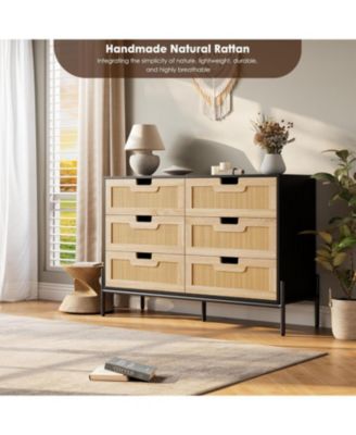 + 6-Drawer + Rattan & Wood + Farmhouse/Modern Style + Dresser
