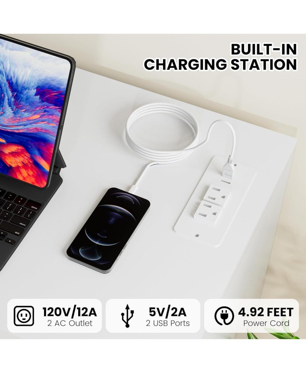 gaomon Dresser for Bedroom with 6 Drawers 2-Door Storage Cabinet Dressers & Chest of Drawers with Charging Station