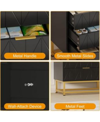 6 Drawer Dresser for Bedroom with Metal Legs, Storage Chest Cabinet Organizer for Living Room,Hallway,Entryway