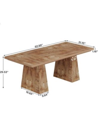 63-Inch Executive Desk, Large Office Computer Desk with Double Pedestal, Modern Simple Workstations