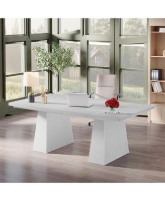 63-Inch Executive Desk, Large Office Computer Desk with Double Pedestal, Modern Simple Workstations