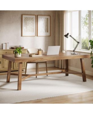 71-Inch Executive Desk, Farmhouse Office Computer Desk with Sturdy Leg Structure, Writing Table