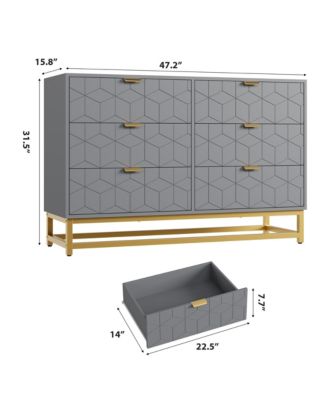 6 Drawer Dresser with Wide Storage, Dresser Chest Organizer with Metal Legs, Modern Dressers & chests of Drawers