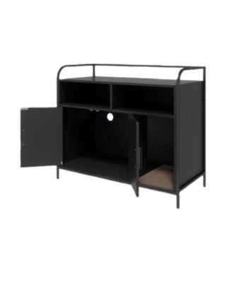 Cat Litter Box Enclosure - Hidden Litter Box Furniture with 2 Open Compartments