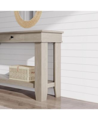 54" Long Console Table, Wooden Entryway Table with 2 Drawers & Open Storage Shelf, Sofa Table Behind Couch, Farmhouse Entry Foyer Table, Brown