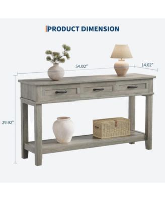 52" Console Table Entryway Table with 3 Storage Drawers, 3-Tier dustrial Metal Sofa Table Behind Couch Table, Hallway Table forEntryway, Brown