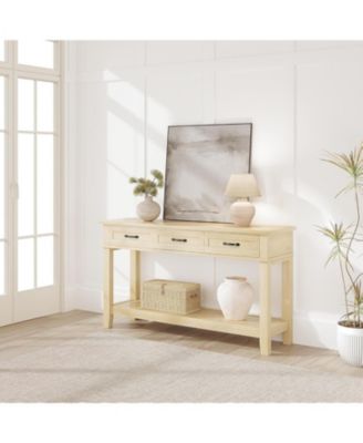 Console Table Entryway Table with 3 Storage Drawers, 3-Tier dust rial Metal Sofa Table Behind Couch Table, Hallway Table for Entryway