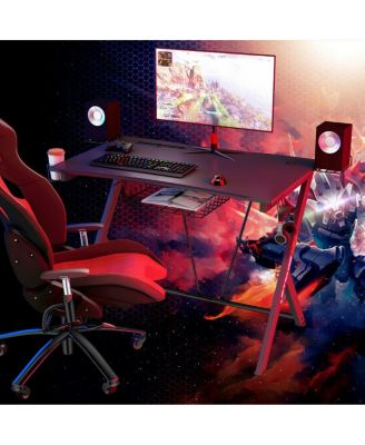 Gaming Desk Computer Desk PC Table Workstation with Headphone Hook & Cup Holder