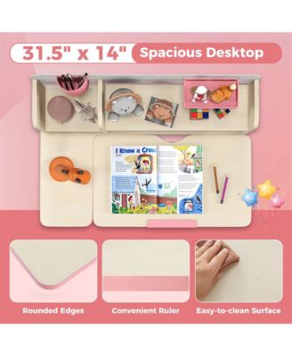 Kids Multifunctional Study Table Study Desk w/ Tiltable Desktop Book Stand