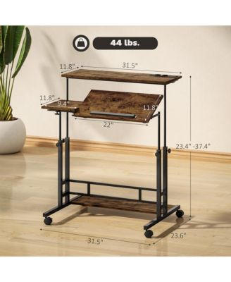 Adjustable Sding Desk, Sd Up Desk with Power Outlets,