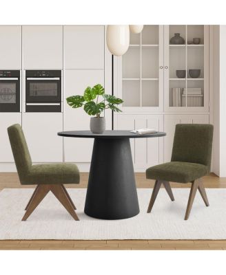3-Piece Round Dining Table Set for 2, Upholstered Chairs with Rubberwood Legs, Modern Kitchen Table Set for Small Spaces