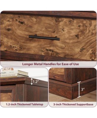 Rustic Farmhouse 6-Drawer Dresser, Large Wood Chest with Metal Handles, Double Dresser and TV Stand for Bedroom or Nursery, Brown