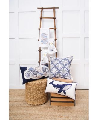 Blue Whale Embroidered Throw Pillow