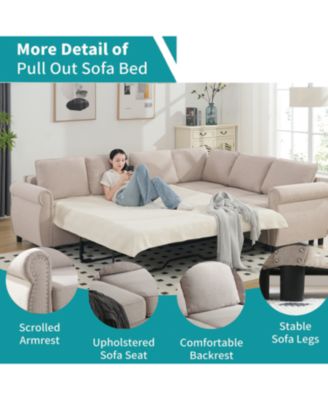 Streamdale 2-in-1 Sleeper Sofa 6-Seater L-Shaped Sofa Bed