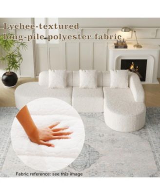 L-shaped curved modular sofa, modern lychee-textured polyester fabric, curved backrest