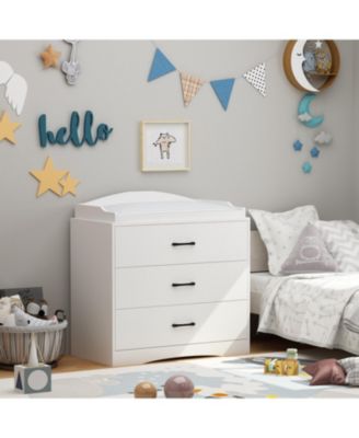 Multi-purpose changing table with three drawers, baby changing station with changing table top and drawers