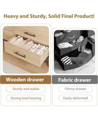 Freestanding 52 Inch Wide Wooden Dresser with 6 Large Storage Drawers Closet Storage Dresser Chest for Living Room and Bedroom and Entryway