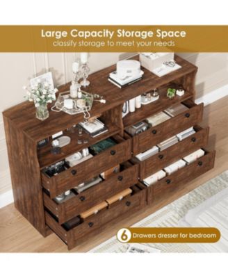 Wooden 6-Drawer Bedroom Dresser Chest