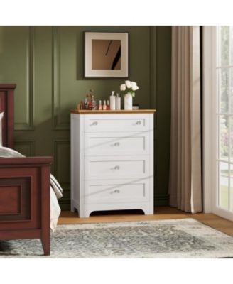 4-Drawer Nightstand with LED light, glass top, and sleek white finish—perfect for bedrooms, living rooms, or entryways.