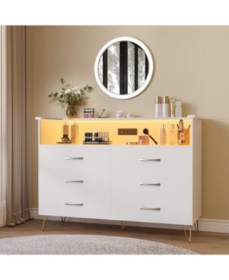 6-Drawer Dresser with RGB LED Lights – Large Storage Chest for Bedroom, Entryway, Living Room, Stylish TV Stand Cabinet