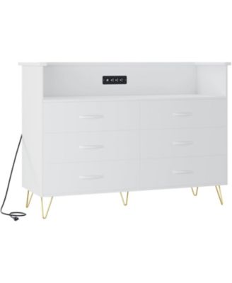 6-Drawer Dresser with RGB LED Lights – Large Storage Chest for Bedroom, Entryway, Living Room, Stylish TV Stand Cabinet