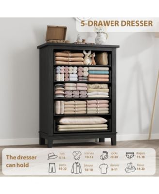 41.3" Tall 5-Drawer Dresser, Freestanding Wooden Chest for Bedroom or Living Room