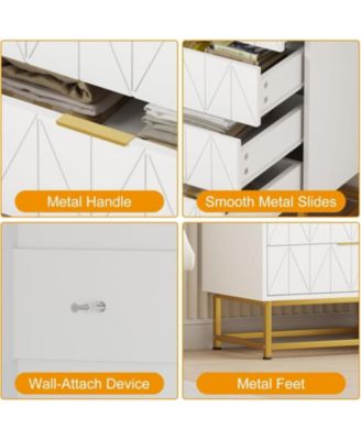 Black 4 Drawer Dresser with Gold Metal Handles Modern Small Dresser Storage Cabine Wooden Chest of Drawers for Bedroom