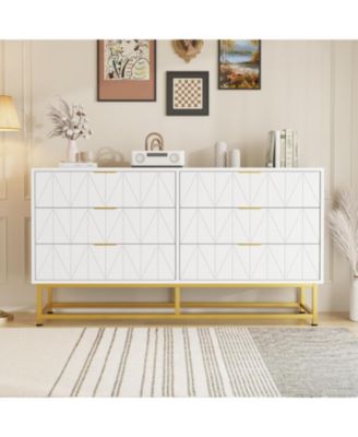 6 Drawer Dresser for Bedroom with Metal Legs, Storage Chest Cabinet Organizer for Living Room,Hallway,Entryway